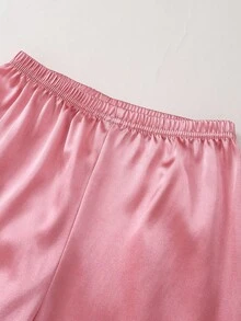 Genkimix Kids 2件套幼儿女童蝴蝶结刺绣和心形印花撞色饰边长袖上衣和裤子睡衣套装