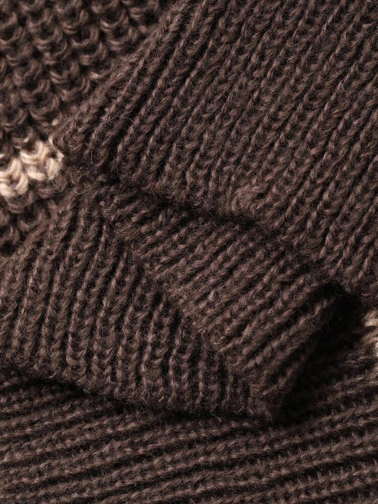 Dazy Plus Contrast Color Block Striped Loose Pullover Sweater, Plus Size Women, Autumn/Winter