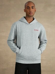 STYNVO Áo hoodie in chữ màu xám đơn giản, có túi dành cho nam, mùa thu - Xám - Xem 2