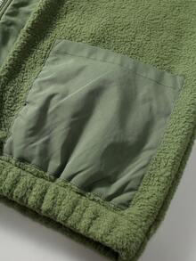 ROMWE MEN Casual 男士休闲纯色连帽长袖外套，适合秋冬季穿着 - 綠色 - 查看 5