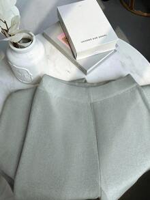 EMERY ROSE New Fashion Autumn/Winter Round Neck Fluffy Loose Casual Slouchy Knitted Wide Leg Pants & Sweater 2 Pieces Set - Light Grey - View 4