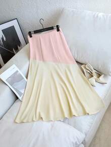 Franclia Women's Elegant Slim-Fit Colorblock Skirt, Stylish Design For Casual - Multicolor - View 2