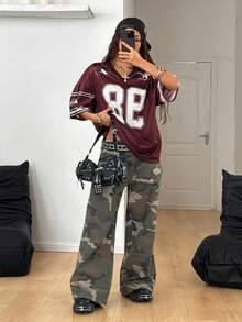 Coolane Women's All-Season Festival Going Out Streetwear Vintage Breathable Mesh Number Pattern Graphics Brown Baseball Jersey