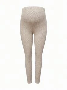 Modmama Umstandsleggings Einfarbig mit verstellbarem Bund, Rippstrick - Schwarz - Übersicht 9