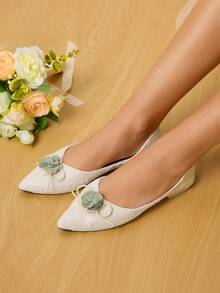 CUCCOO HITCHD Novos Sapatilhas Elegantes de Laço de Bailarina, Sapatos Confortáveis e Versáteis de Bico Fino Bege com Elástico - Bege - Visão 4