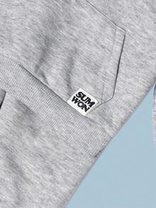 SUMWON Baby Jungen Klassischer Trainingsanzug, passende Kapuzenjacke und Jogginghose Set, warme, gemütliche Winterkleidung, Zweiteiler Outfit für den Herbst - Grau - Übersicht 7