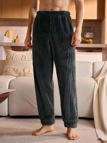 Manfinity Underwear&Sleepwear Basics 男士加绒蓬松家居裤，舒适柔软，适合秋冬季节穿着，温暖舒适。