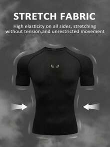 Manfinity Sport PWRUP Men's Wing Print Raglan Short Sleeve Daily Fitness Sports T-Shirt Workout Clothes Running Tees & Tanks Workout Tops Gym Top Compression Shirt Breathable Fitted Shirt Crew Neck