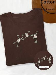 INAWLY 加大码 3 件青蛙刺绣 T 恤，可爱两栖动物印花休闲舒适 T 恤，自然爱好者礼物，我爱青蛙圆领女式刺绣 T 恤 - 咖啡棕 - 查看 3