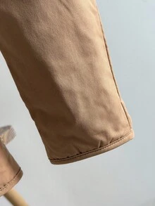 SHEIN 男婴保暖连帽连体衣，保暖舒适，韩版风格，秋冬季 - 卡其色 - 查看 5