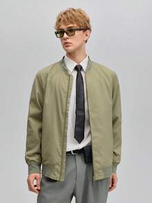 OFFICEAU MADHERO Men Bomber Jacket Lightweight Slim Fit Softshell Windbreaker, Old Money - Olive Green - View 5