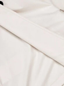 SHEIN MOD 女式纯色双排扣长袖纽扣设计休闲风衣，秋季 - 杏色 - 查看 6