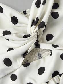 SHEIN MOD Women's White With Black Polka Dots Off-Shoulder Dress,Vintage Summer Tea Party Elegant Party Dress,Christmas New Year Thanksgiving Prom Formal Dress - Black and White - View 3