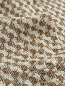 RueChic Men Geometrical Knitted Crew Neck Regular Sweater - Brown - View 5