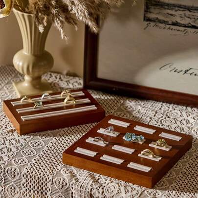 Cirelle 实木珠宝展示托盘 | 手镯和戒指展示/收纳 | 天然木纹 | 多用途珠宝收纳盒 | 观赏和展示道具 | 小型珠宝盒、珠宝书、木质珠宝盒