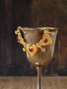 Glisma 18K镀金优雅复古方晶锆石心形吊坠项链 - 紅色 - 查看 3