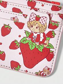 ROMWE Kawaii Portamonete e portacarte con stampa a fragole a tutto disegno