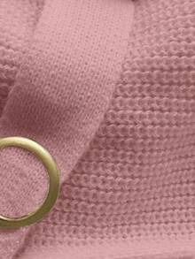 GlowEve 女式纯色长袖休闲开衫，腰部设计，秋冬 - 淺粉色 - 查看 4