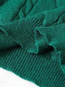 SHEIN Tween Boys' Casual Everyday Versatile Comfortable High Neck Long Sleeve Pullover Sweater Fall Winter - Dark Green - View 7