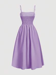SHEIN MOD Solid Ruched Cami Dress,Pastel Dresses For Women,Lavender Dress