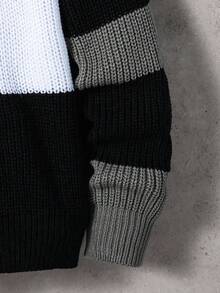 SHEIN Vacaura Contrast Color Crew Neck Sweater, Loose Casual Sweater For Teens Fall Winter