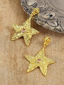 Glisma 1 Pair 18K Gold-Plated Fashionable Ocean Series Starfish Pendant Earrings For Women,Party,Night Club,Shopping,Vintage,PREMIUM,Zirconia,Rhinstone,Western Jewelry,Old Money,Gemstone,Outfits,Fall/Autumn/Winter,For Mom/Women/Girl/Mother,Premium