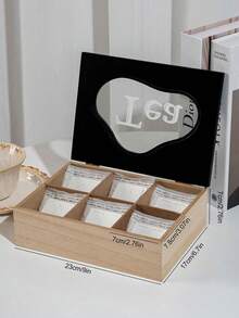 1 件桌面茶包和茶叶收纳盒，6 格咖啡零食茶包收纳盒，糖果收纳盒，创意家居装饰，带透明玻璃盖的木制收纳盒，黑色/白色/云朵设计