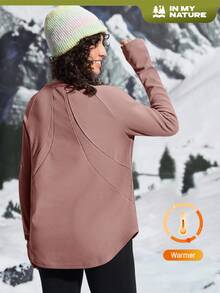 In My Nature 女士户外 T 恤和背心，纯色长袖，简约时尚休闲日常穿着