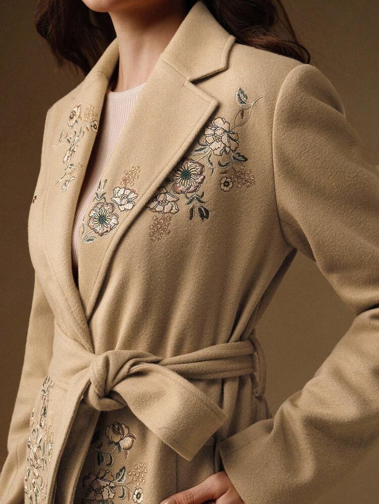 Women's Floral Embroidered Jacket, Suitable For Autumn, Fall, Winter, Going Out, Elegant, Formal, Party, Chic, New Year, Christmas, Work, Graduation, Wedding