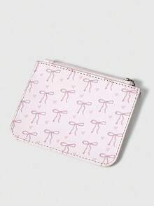 ROMWE Kawaii Butterfly Print Card Holder Coin Purse - Pink - View 2