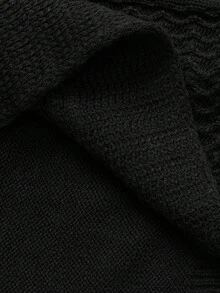 SHEIN Cottnline Men Classic Business Style Turn-Down Collar Sweater Black Cardigan - Black - View 8