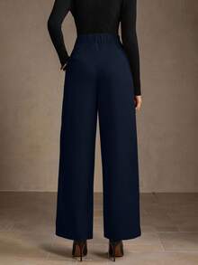 MOTF PREMIUM 褶皱斜口袋裤 - 藏蓝色 - 查看 3