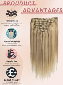 Clip In Hair Extensions Real Human Hair 9PCS 120g Clip Ins Human Hair Extensions 14-16 Inches Straight Clip In Extensions Remy Human Hair For Women Highlight Blonde #P18/22/60 - S18/22/60 - View 6