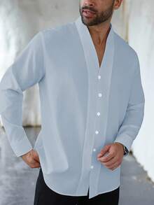 Manfinity Homme Męska koszula casualowa w jednolitym kolorze, w dużym rozmiarze, na jesień