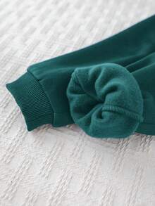 Cozy Pixies 2件套男婴卡通熊刺绣针织柔软圆领长袖卫衣和松紧腰保暖裤套装 - 墨綠色 - 查看 6