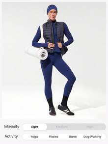 GLOWMODE Áo khoác dài tay dáng ôm FeatherFit™-Warm Slim-It It's Chilly lót lông cừu, có lỗ xỏ ngón tay, thích hợp cho mùa thu đông, tập yoga, mặc hàng ngày và phong cách thường ngày. - Dark Blue - Xem 5