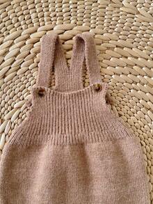 SHEIN 新生儿卡通动物图案纽扣前开衫，休闲日常穿着，秋冬 - 杏色 - 查看 6