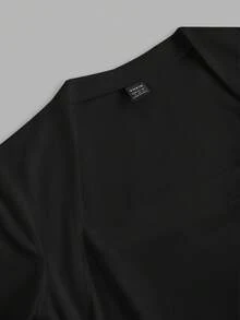 SHEIN EZwear 2 piezas Camisetas de manga larga casuales y minimalistas de talla grande en negro, para otoño/invierno