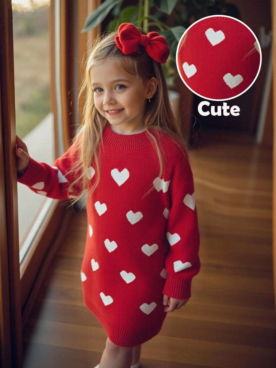 Emery Rose Kids Emery Rose Kids 少女红色心形可爱毛衣连衣裙,日常休闲艺术花朵长袖毛衣连衣裙,花朵连衣裙,舒适连衣裙,毛衣连衣裙,长袖连衣裙,可爱花朵,可爱日常,适合秋冬季日常穿着,新年、圣诞节、情人节、万圣节、派对、婚礼、秋冬心形连衣裙,女童毛衣连衣裙,红色毛衣,女童服装,红色,红白可爱青少年毛衣,可爱少女心形图案套头毛衣连衣裙 - 米色 - 查看 1