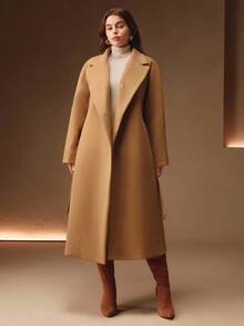 Anewsta 大码毛绒拼接外套，秋冬款 - 駝色 - 查看 4