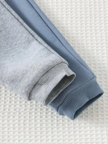 Cozy Pixies 4 Peças Conjunto de Moletom com Capuz e Calça de Cintura Elástica com Estampa de Urso Cartoon para Bebê Menino, Tecido Macio e Forro Térmico - Azul - Visão 5