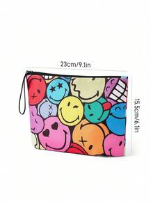 SmileyWorld® | SHEIN 1 Túi đựng mỹ phẩm nhẹ, in họa tiết hoạt hình, thích hợp để đựng mỹ phẩm, văn phòng phẩm, đồ dùng hàng ngày, thiết bị điện tử, rất tiện dụng khi đi làm, đi học, du lịch, phù hợp cho cả nam và nữ, học sinh. - Nhiều màu - Xem 7