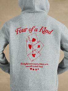 STYNVO Áo hoodie in chữ màu xám đơn giản, có túi dành cho nam, mùa thu - Xám - Xem 3