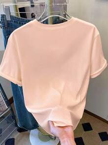 Resyla 女式花卉丝网印花修身短袖T恤 - 粉色 - 查看 2