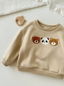 Cozy Pixies 男婴卡通动物图案针织柔软圆领长袖套头衫