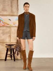 Chiquease 2 Stücke Damen klassisches, vielseitiges, elegantes Bürooutfit, Herbst - Grau - Übersicht 4