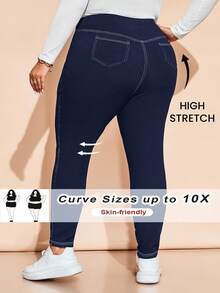 SHEIN CURVE+ Plus Size Women Casual Seam Line Skinny Pants, Autumn/Winter