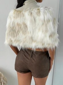 SHEIN EZwear 女士时尚优雅人造毛皮晚礼服夹克 - 彩色 - 查看 2