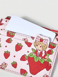 ROMWE Kawaii Portamonete e portacarte con stampa a fragole a tutto disegno