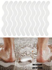 24pcs Anti Slip Shower Stickers Bathroom Anti-Slip Strip Peva Transparent Bathtub Anti-Slip Sticker Tape For Bathroom Tub Floor And Shower - Clear - View 6